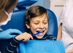 young boy at dentist