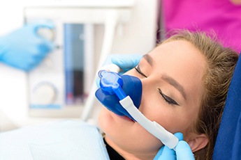 A patient receiving nitrous oxide sedation