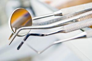 dental tools laying on a tray